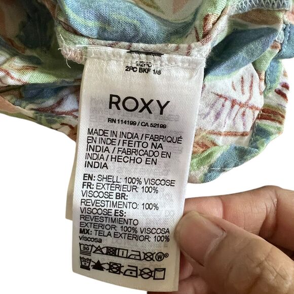 Roxy  Shallow Love Crop Top Blouse Womens Sz. Medium Tropical Resortwear Beach - Picture 10 of 12